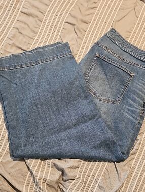 a.n.a Women's Wide Leg Blue Denim Crop Jeans